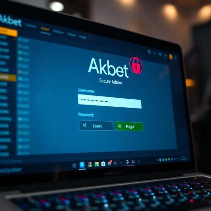 Secure login interface for Akbet admin platform with input fields for username and password