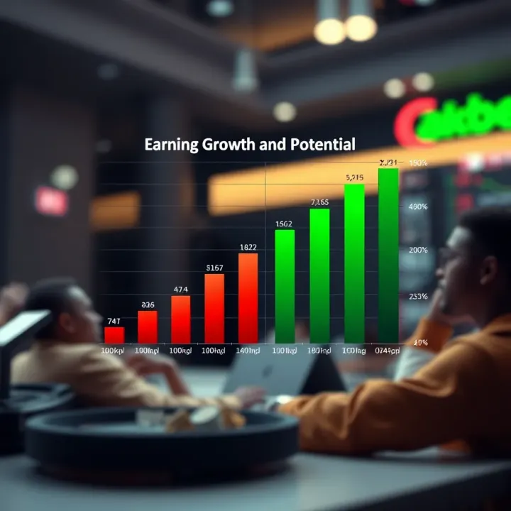 Earnings Growth and Potential for Akbet Affiliates in Nigeria Graphic depicting growth chart and earnings potential for Akbet affiliates in Nigerian Naira