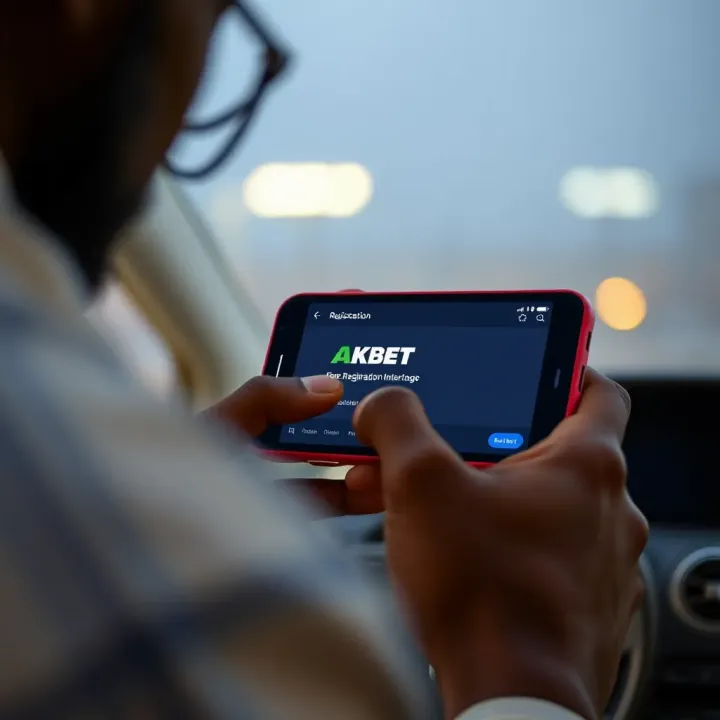 User navigating Akbet registration interface on a mobile device