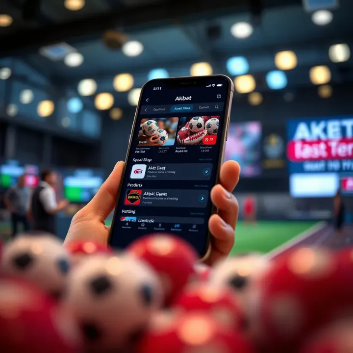 Smartphone displaying Akbet sports betting and lottery options