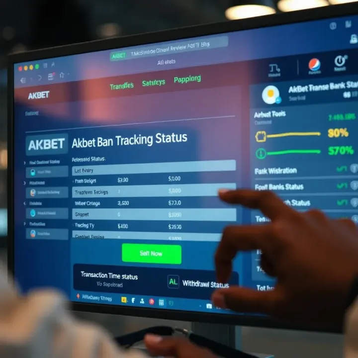 Interface displaying Akbet transaction tracking and withdrawal status notifications