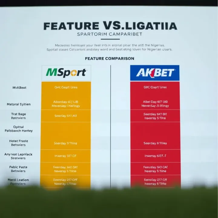 Comparison chart displaying key features of MSport and AKBet betting platforms for Nigerian users