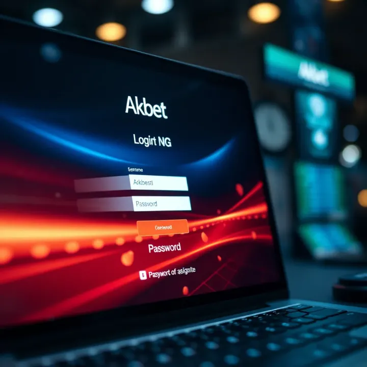 Login screen interface showing Akbet NG platform with username and password fields