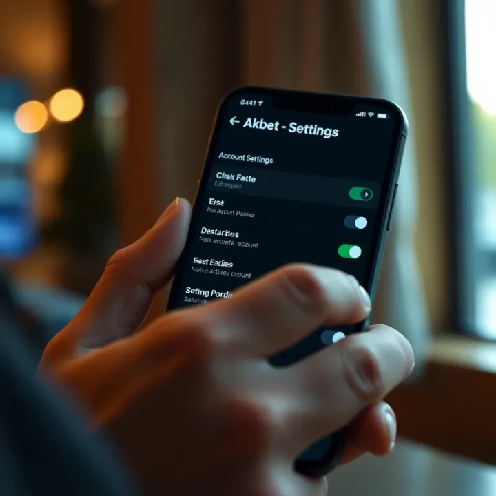 User navigating Akbet account settings menu on a mobile device