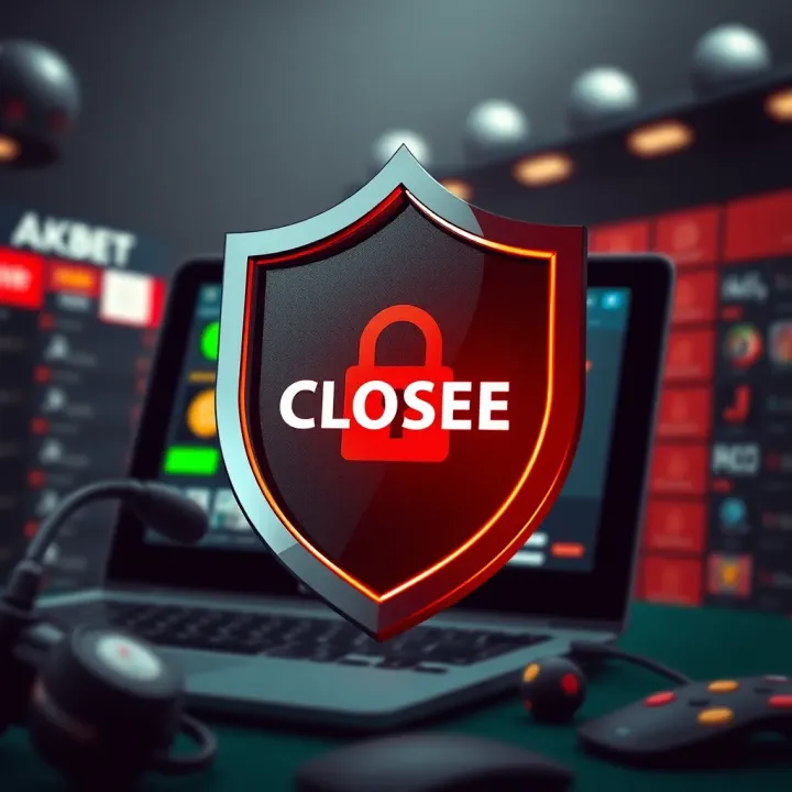 Safe and secure online betting closure concept with security shield and betting icons