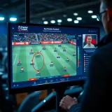 Detailed tactical analysis on a digital screen showing team formations and player movements