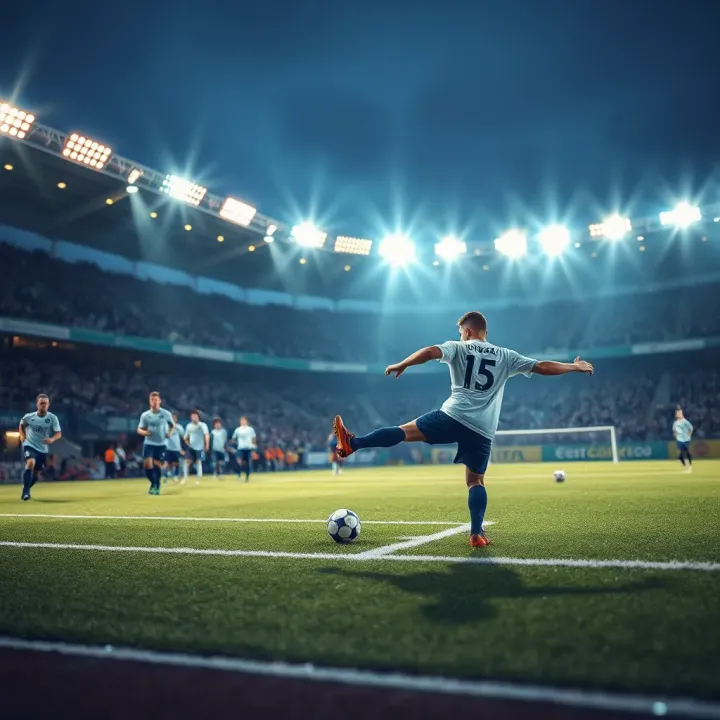 Football field with tactical formations illustrating team performance analysis
