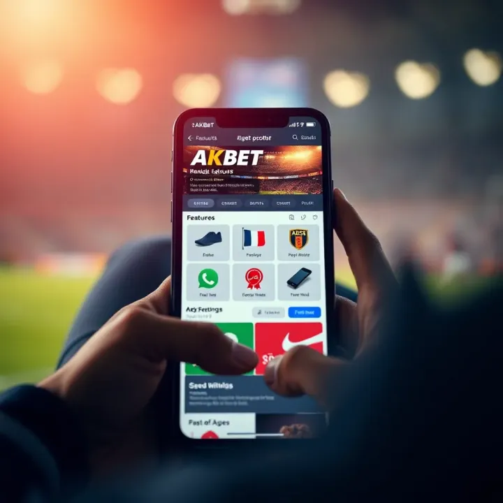 Illustration of a digital betting platform interface on a mobile device showing features of an AkBet account