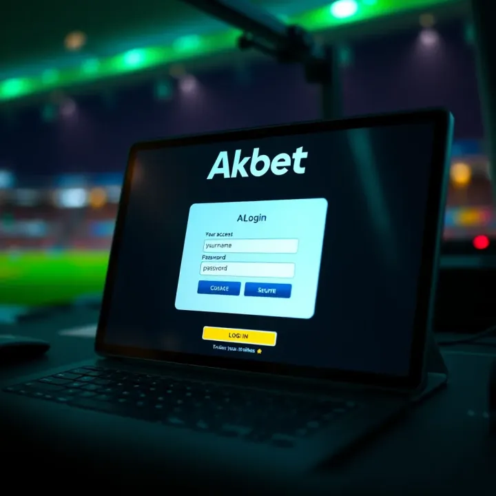 Secure Akbet login screen on a digital device showing username and password fields