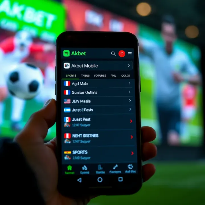 User interface displaying sports betting options on Akbet Mobile app