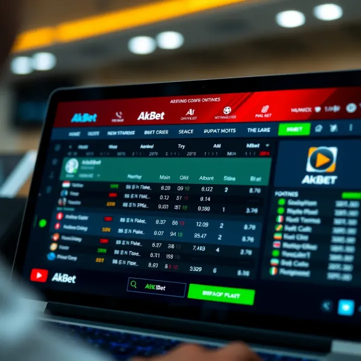 Digital interface displaying betting odds and options on AkBet platform