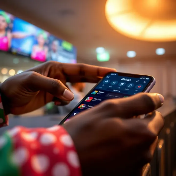 Overview of OldMobile Akbet Platform Interface in Nigeria User interacting with Nigerian online betting platform interface on a smartphone
